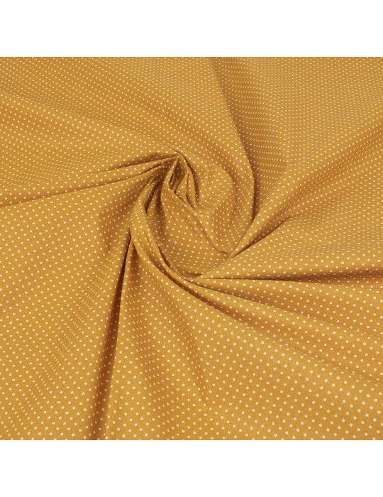 Coupon tissu cretonne à pois fond moutarde 300 x 150 cm