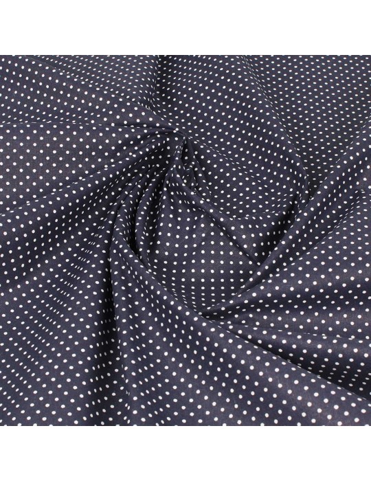 Coupon tissu cretonne à pois fond marine 300 x 150 cm