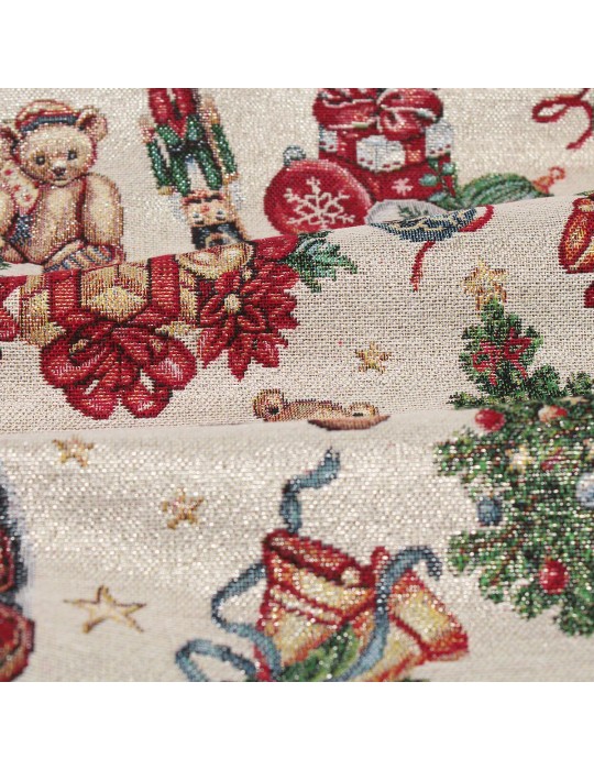 Tissu gobelin Noël argenté/doré