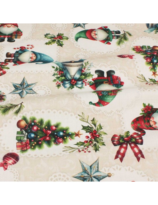 Tissu demi panama sapin de Noël