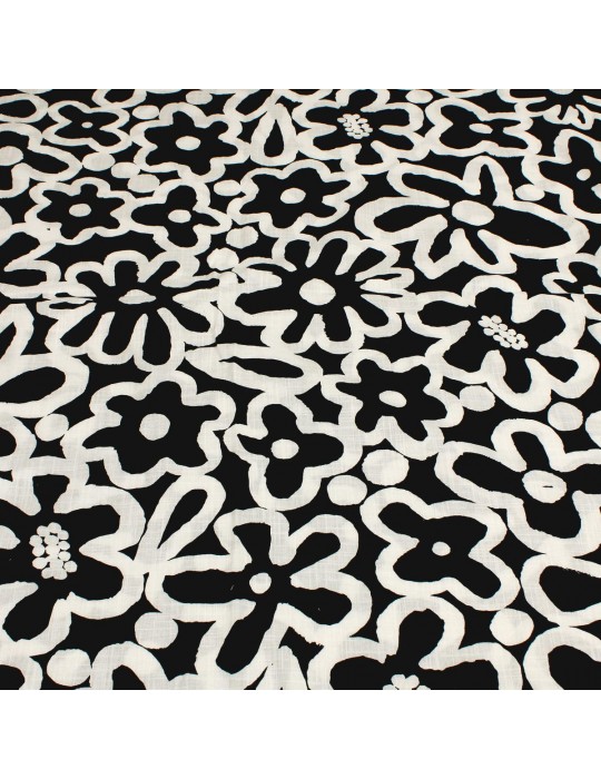 Coupon coton végétal/géométrique noir 200 x 140 cm