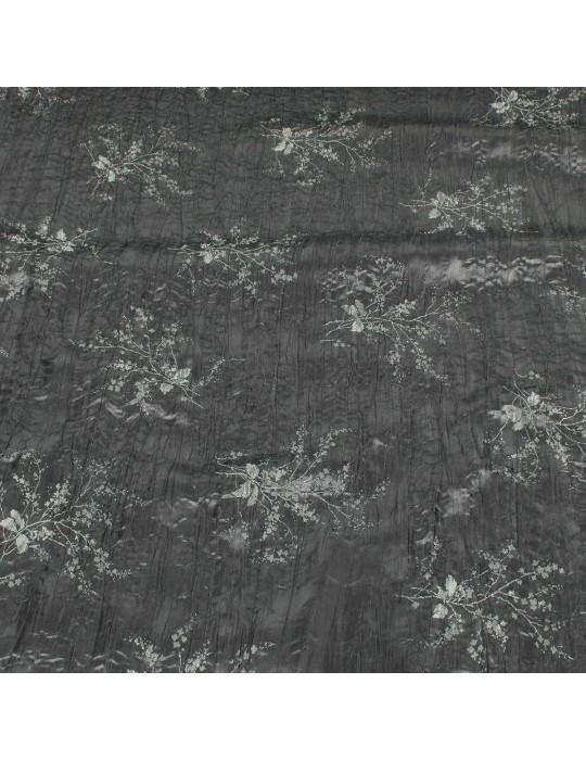 Tissu viscose fleurs noir/kaki