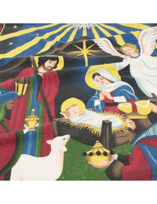 Panneau cretonne crèche de Noël 60 x 150 cm