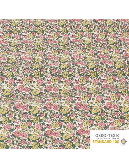 Coupon coton petites fleurs vieux rose 300 x 150 cm