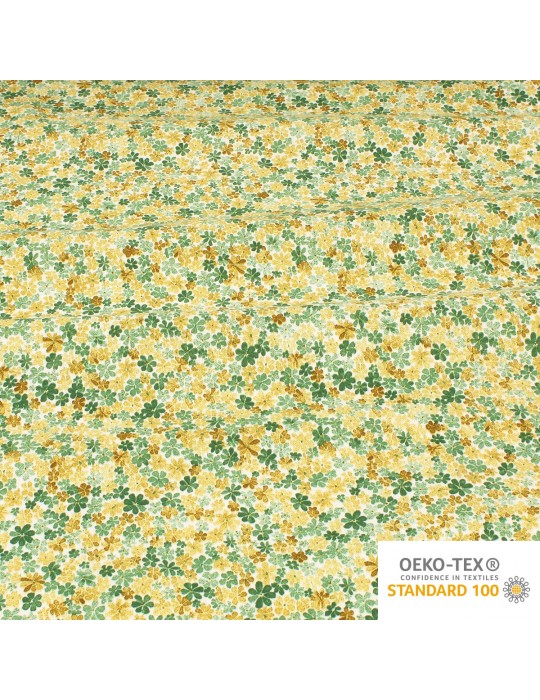 Tissu coton petites fleurs vertes/jaunes