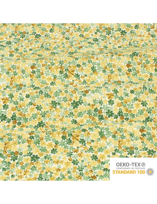 Coupon coton petites fleurs vertes 50 x 150 cm