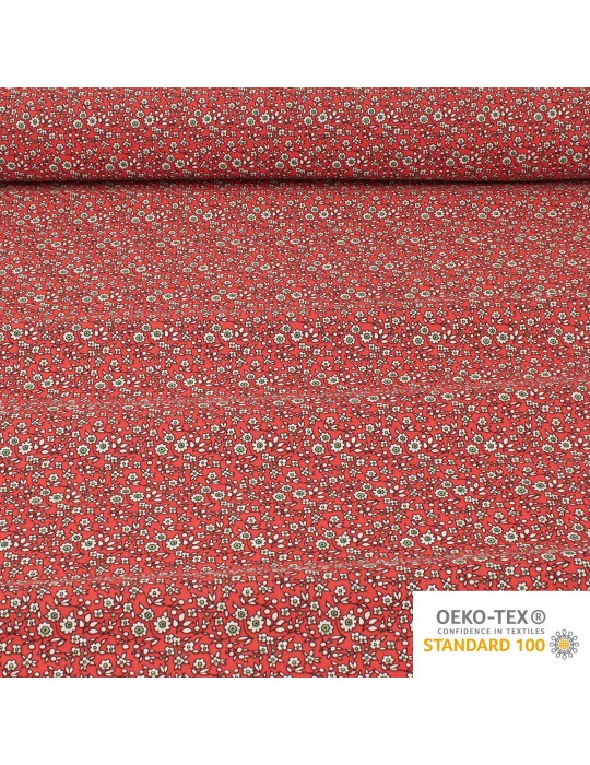 Coupon coton petites fleurs rouge 300 x 150 cm