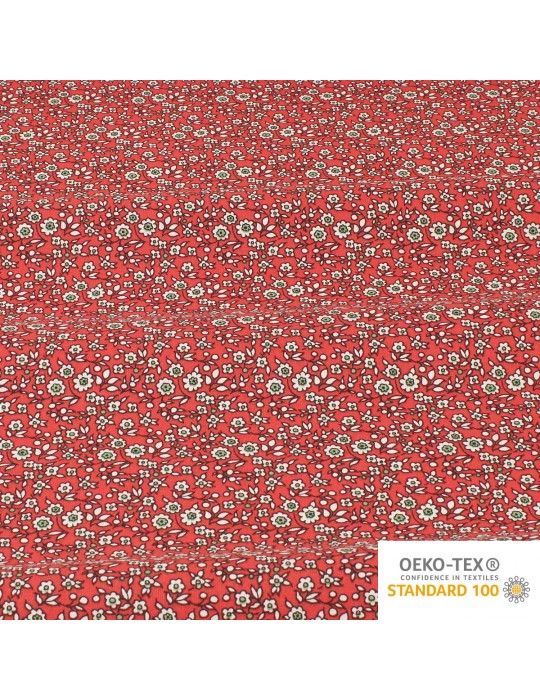 Coupon coton petites fleurs rouge 300 x 150 cm