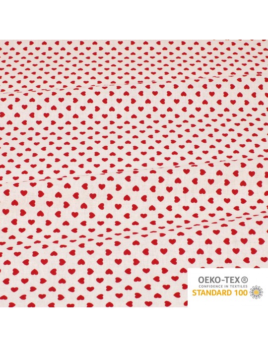 Coupon coton petits cœurs rouge/blanc 50 x 150 cm