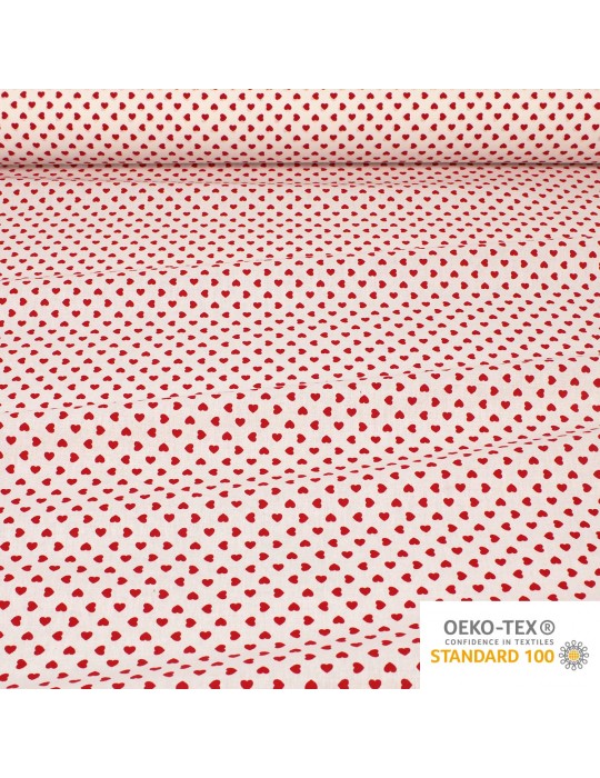 Coupon coton petits cœurs rouge/blanc 300 x 150 cm