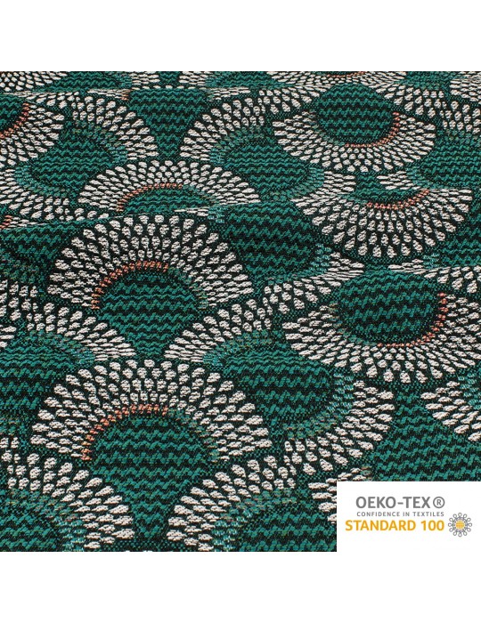 Tissu jacquard allover Oeko-tex émeraude