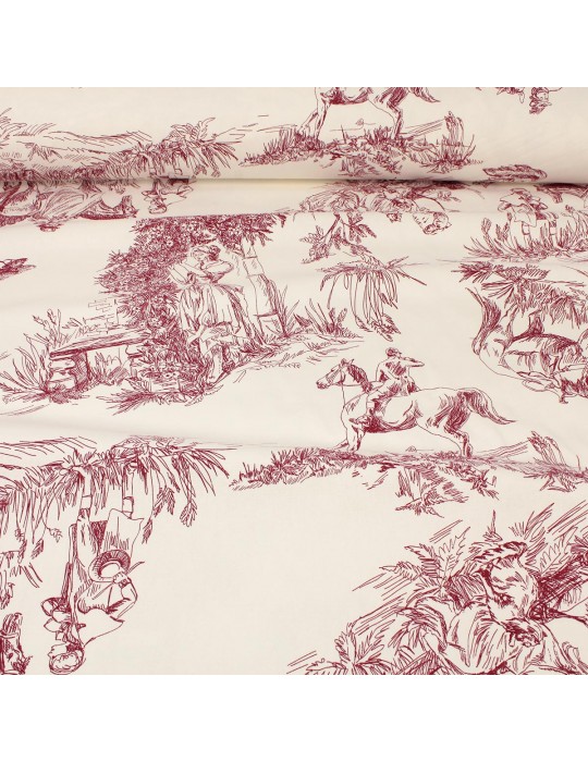 Toile de jouy grande largeur rouge