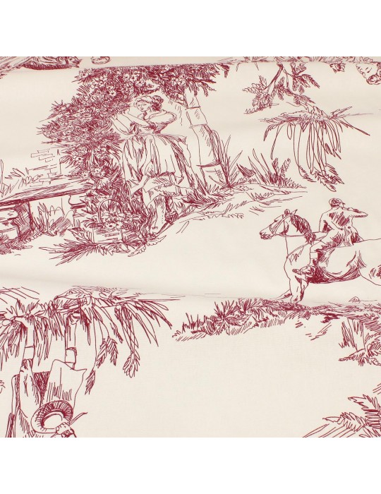 Toile de jouy grande largeur rouge