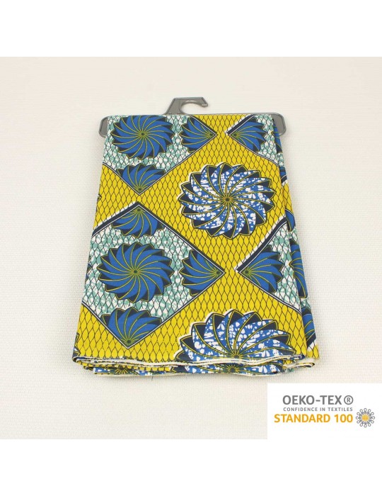 Coupon tissu africain jaune/bleu 300 x 150 cm