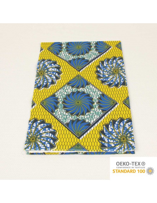 Coupon tissu africain jaune/bleu 50 x 150 cm