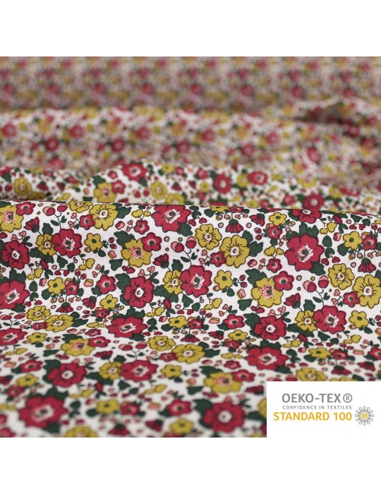 Coupon coton petites fleurs jaunes 50 x 150 cm