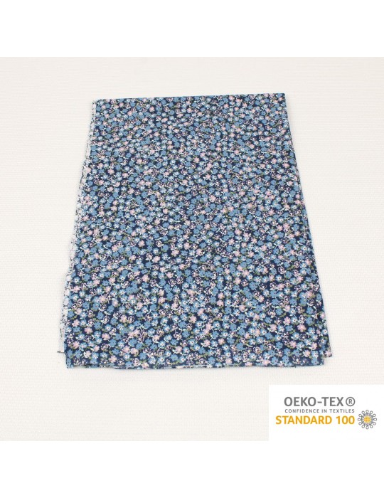 Coupon coton petites fleurs bleues 300 x 150 cm