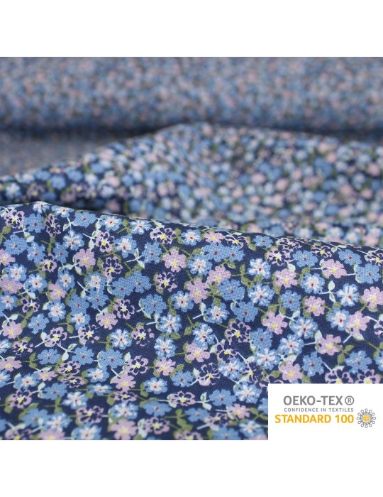 Coupon coton petites fleurs bleues 300 x 150 cm