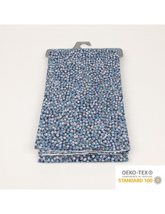 Coupon coton petites fleurs bleues 300 x 150 cm