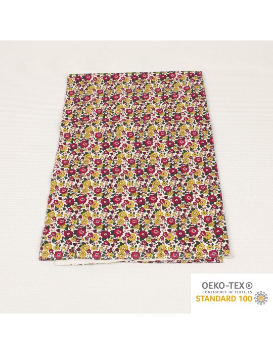 Coupon coton petites fleurs jaunes 50 x 150 cm