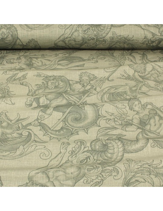 Tissu cretonne mythologie vert