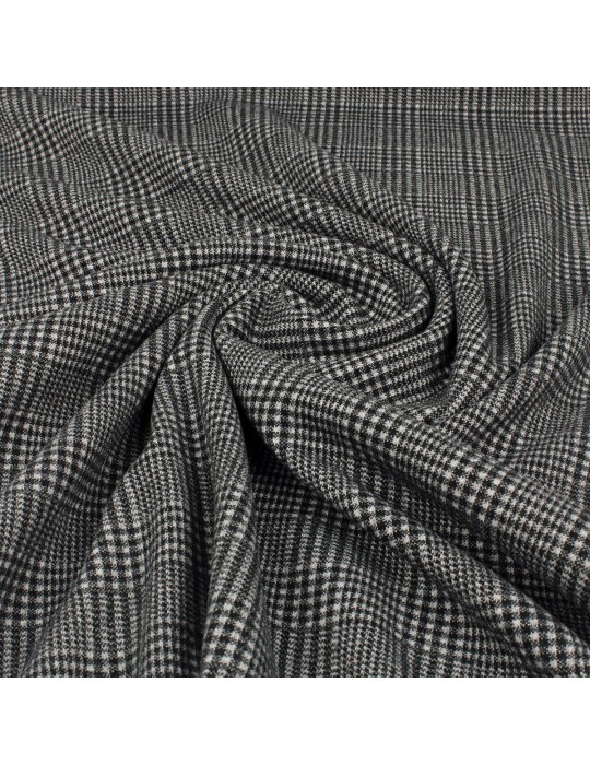 Tissu jacquard aspect laine noir/gris