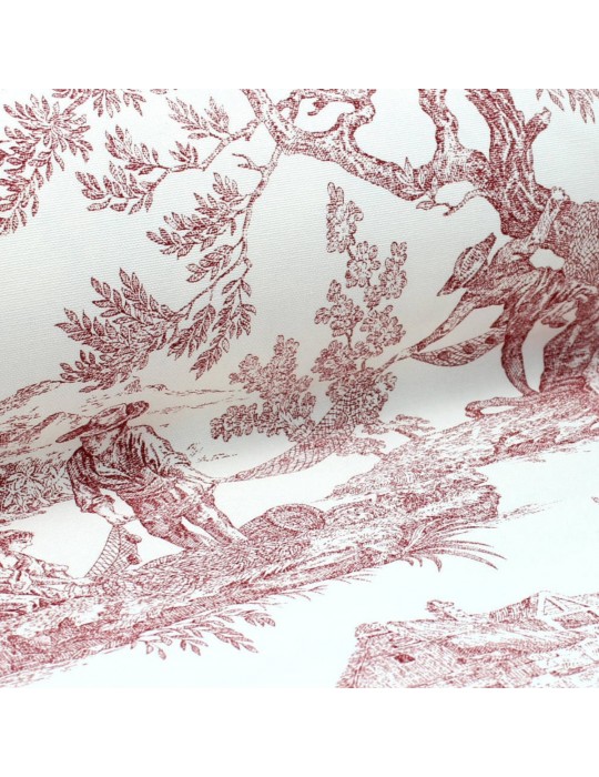 Tissu Toile de jouy grande largeur bachette rouge