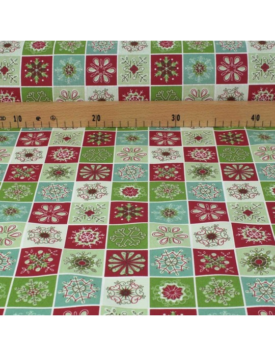 Tissu coton imprimé Noël vert