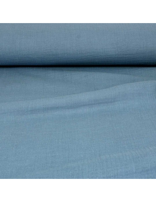 Tissu double gaze uni bleu