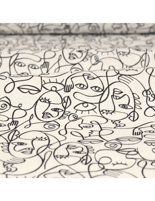 Coupon coton imprimé 150 x 50 cm blanc