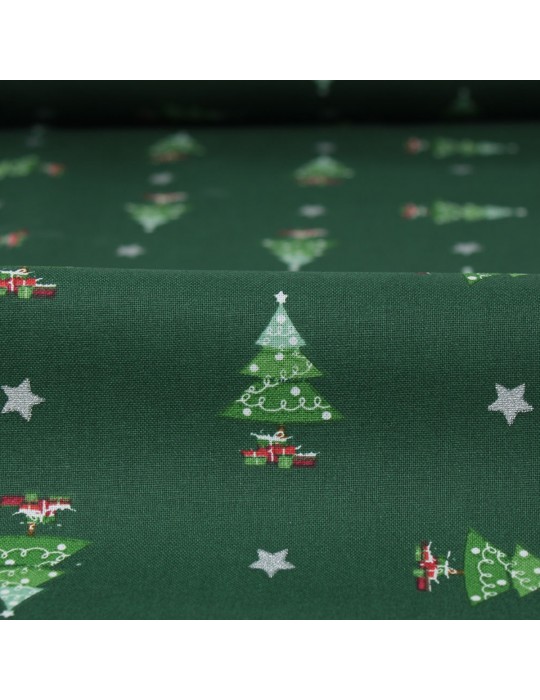 Tissu coton imprimé sapin Noël vert