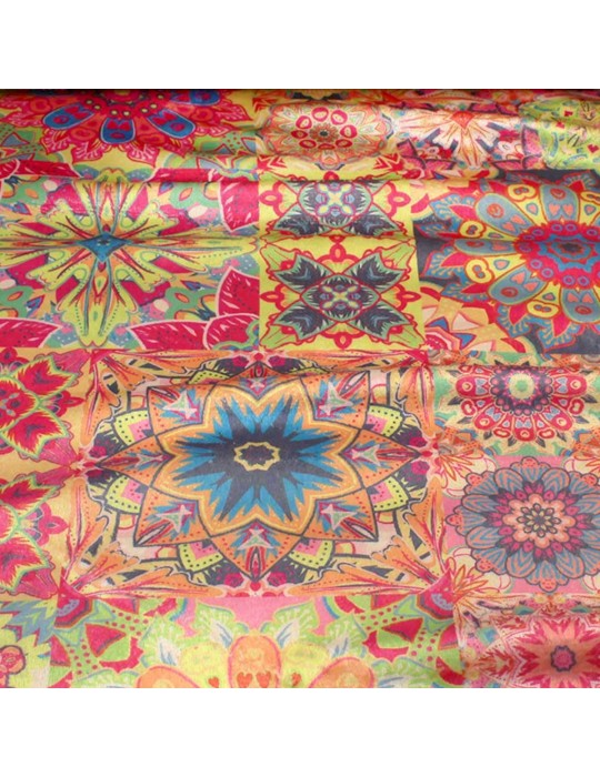 Tissu velours imprimé géométrique envers fourrure