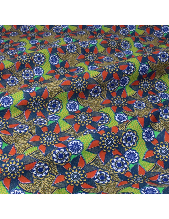 Coupon coton imprimé floral 50 x 50 cm bleu
