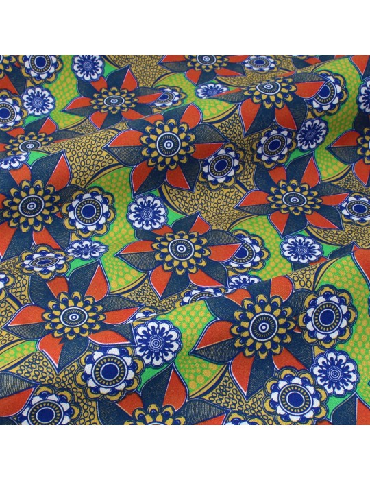 Coupon coton imprimé floral 50 x 50 cm bleu
