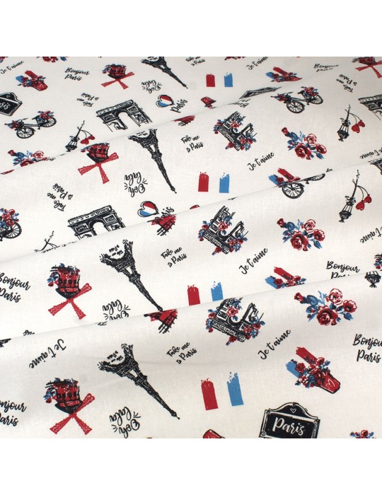 Coupon coton imprimé Bonjour Paris 50 x 50 cm