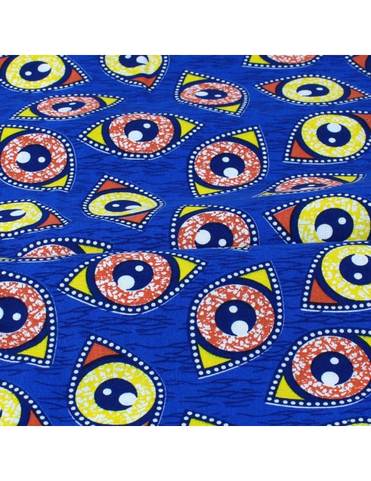 Coupon coton imprimé africain 50 x 150 cm bleu