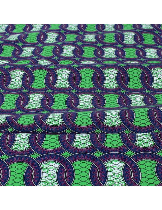 Coupon coton imprimé africain 50 x 150 cm vert