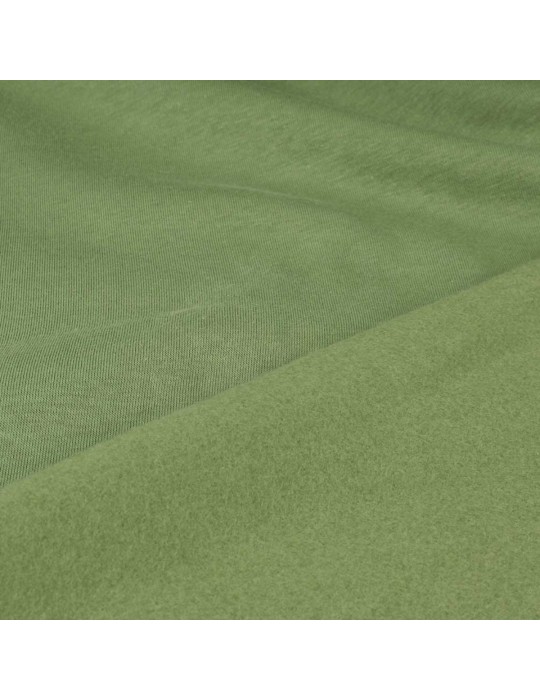 Tissu molleton uni vert kaki