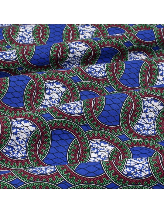 Coupon coton patchwork africain géométrique 50 x 50 cm bleu foncé