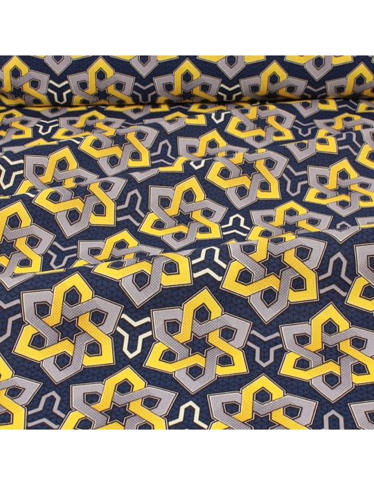 Coupon coton patchwork africain géométrique 50 x 50 cm bleu