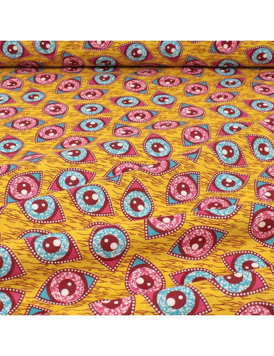 Tissu coton imprimé africain floral orange