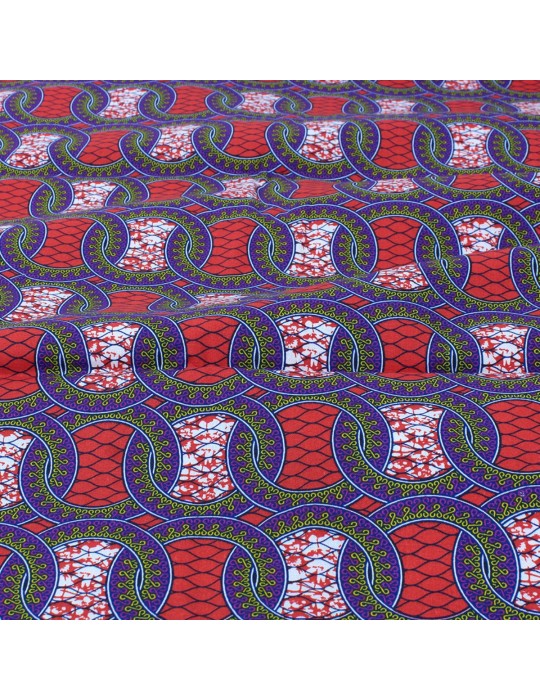Coupon coton imprimé africain 50 x 150 cm rouge