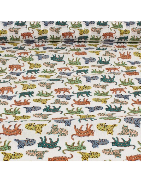 Tissu percale de coton rajah blanc
