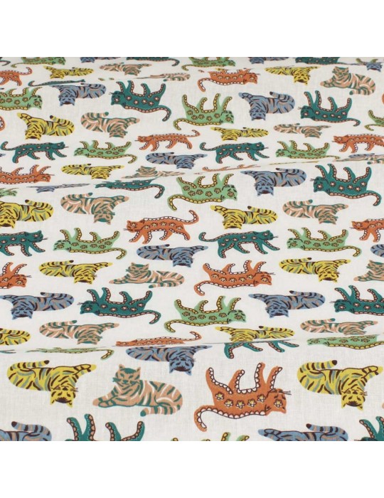 Tissu percale de coton rajah blanc