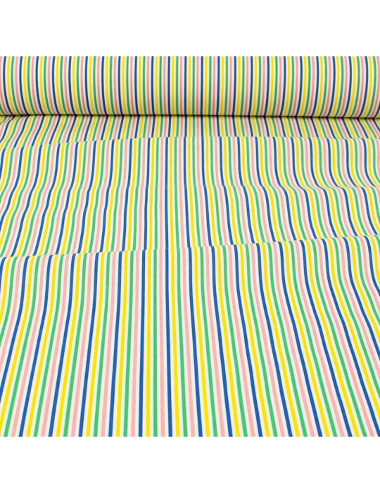Tissu percale de coton stripe rose