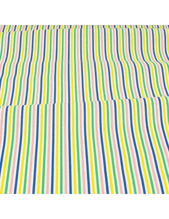 Tissu percale de coton stripe rose