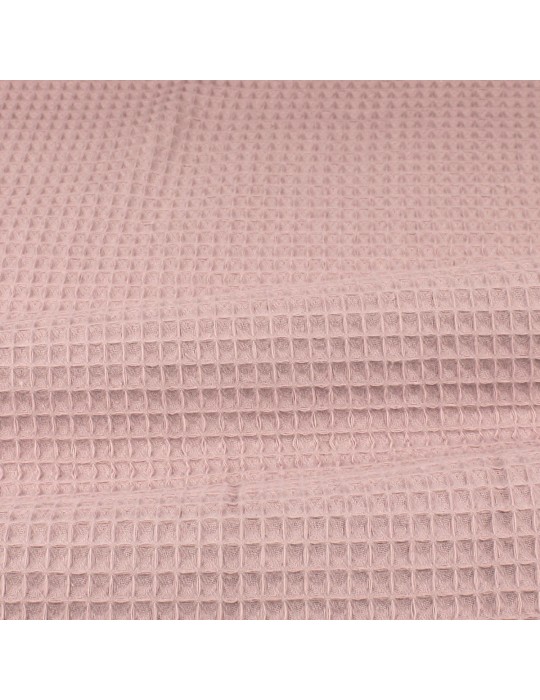 Tissu nid d'abeille uni vieux rose