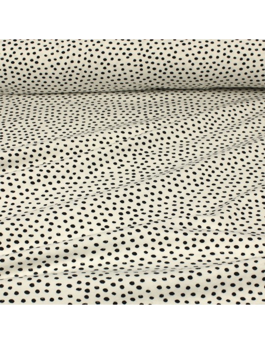 Tissu jersey imprimé pois noir