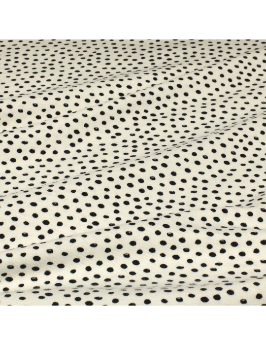 Tissu jersey imprimé pois noir