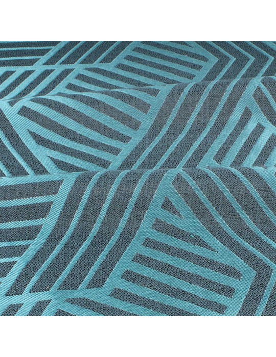 Tissu jacquard géométrique bleu